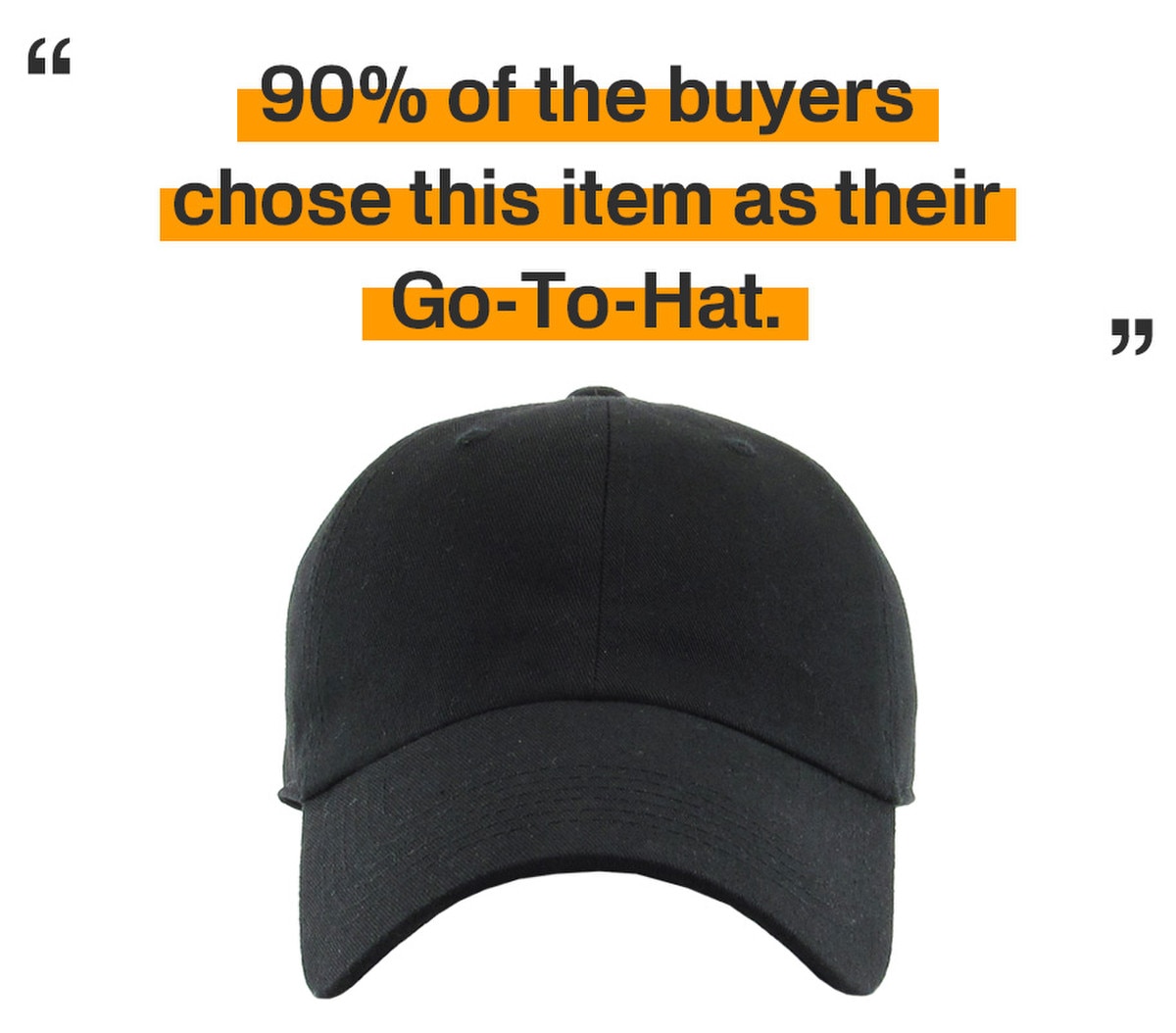 Black Low Profile Baseball Caps Front View